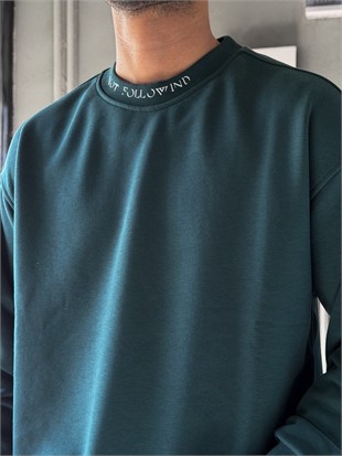 Oversize Şardonlu Bisiklet Yaka Sweat