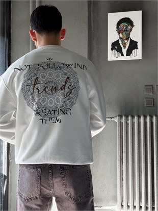 Oversize Şardonlu Bisiklet Yaka Sweat
