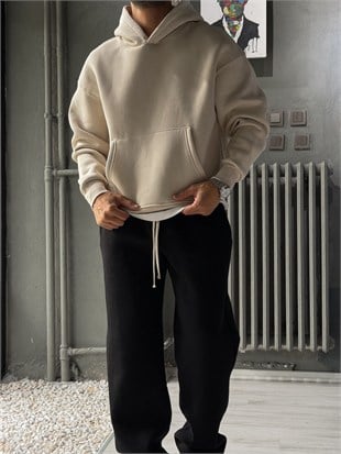 Oversize Şardonlu Hoodie