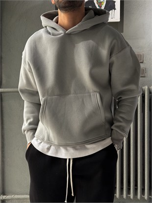 Oversize Şardonlu Hoodie