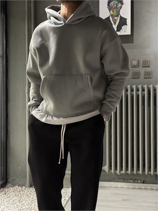 Oversize Şardonlu Hoodie