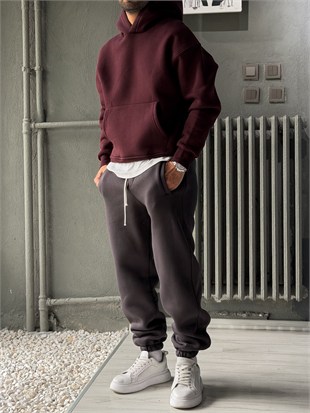 Oversize Şardonlu Hoodie