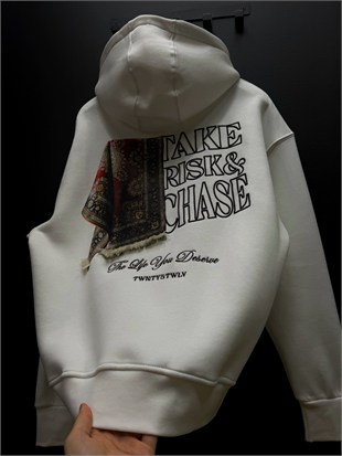 oversize şardonlu patch hoodie