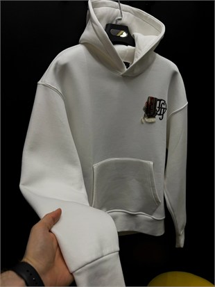 oversize şardonlu patch hoodie