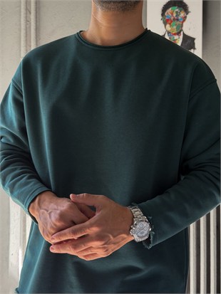 Oversize Üç İplik Şardonsuz Longsleeve