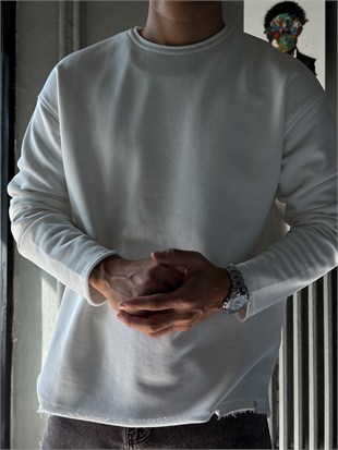 Oversize Üç İplik Şardonsuz Longsleeve