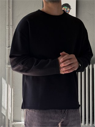 Oversize Üç İplik Şardonsuz Longsleeve