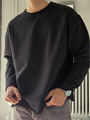 Oversize Üç İplik Şardonsuz Longsleeve