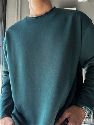 Oversize Üç İplik Şardonsuz Longsleeve