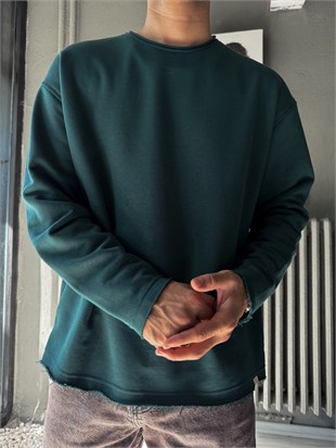 Oversize Üç İplik Şardonsuz Longsleeve