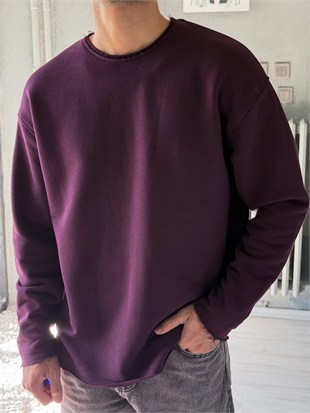 Oversize Üç İplik Şardonsuz Longsleeve