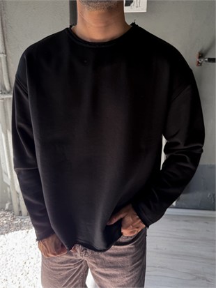 Oversize Üç İplik Şardonsuz Longsleeve