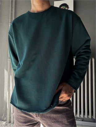 Oversize Üç İplik Şardonsuz Longsleeve