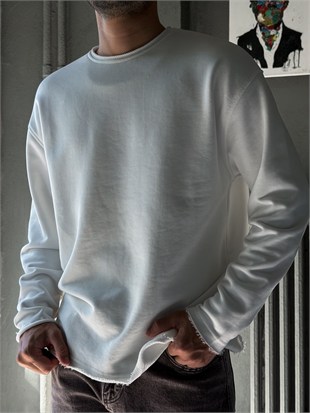 Oversize Üç İplik Şardonsuz Longsleeve