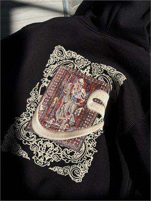 Overszie Baskılı Patch Printing Sweatshirt