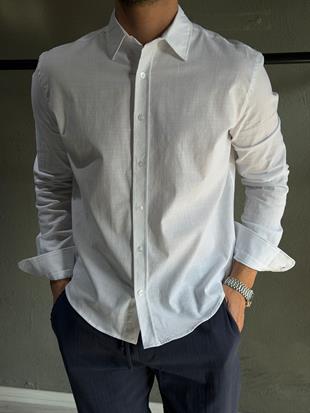 pamuk keten rahat gömlek