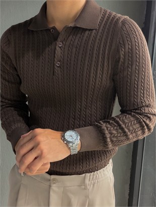 Polo Yaka Örgülü Triko 
