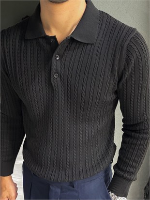 Polo Yaka Örgülü Triko 
