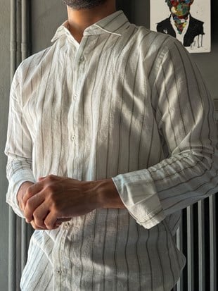 Rahat Kalıp Çizgili Yazlık Gömlek