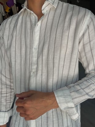 Rahat Kalıp Çizgili Yazlık Gömlek