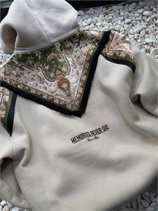 Şardonlu Oversize Baskılı Nakışlı Sweatshirt