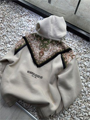 Şardonlu Oversize Baskılı Nakışlı Sweatshirt