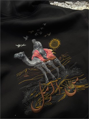 Şardonlu Oversize Nakışlı ve Baskılı Sweatshirt