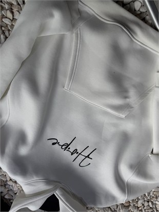 Şardonlu Oversize Nakışlı ve Baskılı Sweatshirt