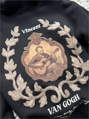 Şardonlu Oversize Nakışlı ve Baskılı Sweatshirt