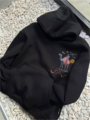 Şardonlu Oversize Nakışlı ve Baskılı Sweatshirt