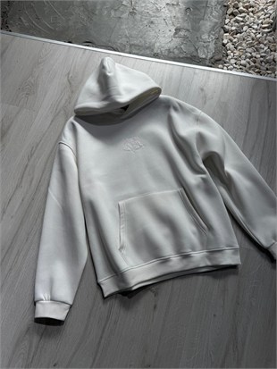 Şardonlu Oversize Nakışlı ve Baskılı Sweatshirt