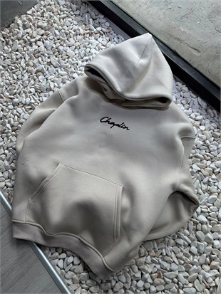Şardonlu Oversize Nakışlı ve Baskılı Sweatshirt