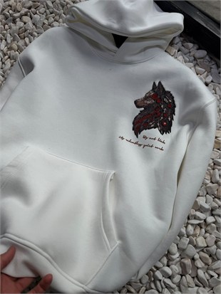 Şardonlu Oversize Nakışlı ve Baskılı Sweatshirt