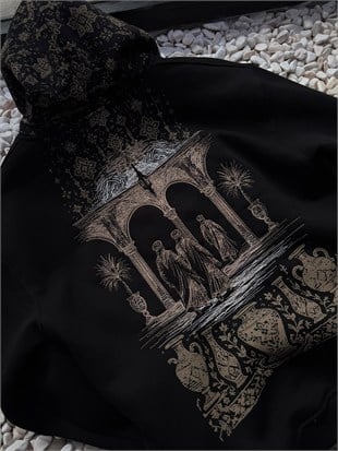 Şardonlu Oversize Nakışlı ve Baskılı Sweatshirt