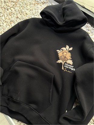 Şardonlu Oversize Nakışlı ve Baskılı Sweatshirt