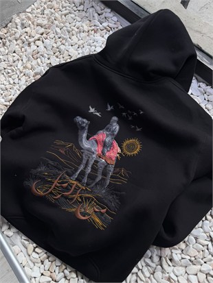 Şardonlu Oversize Nakışlı ve Baskılı Sweatshirt