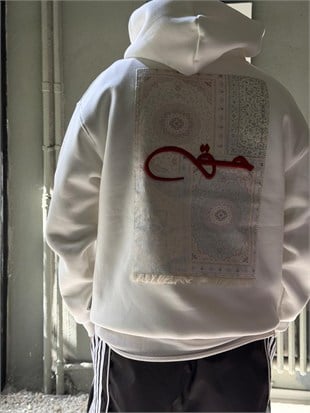 Şardonlu Oversize Nakışlı ve Baskılı Sweatshirt