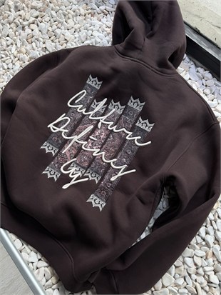 Şardonlu Oversize Nakışlı ve Baskılı Sweatshirt