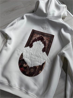 Şardonlu Oversize Nakışlı ve Baskılı Sweatshirt