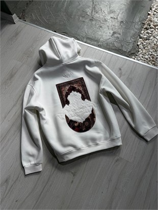 Şardonlu Oversize Nakışlı ve Baskılı Sweatshirt