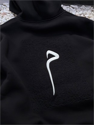 Şardonlu Oversize Nakışlı ve Baskılı Sweatshirt