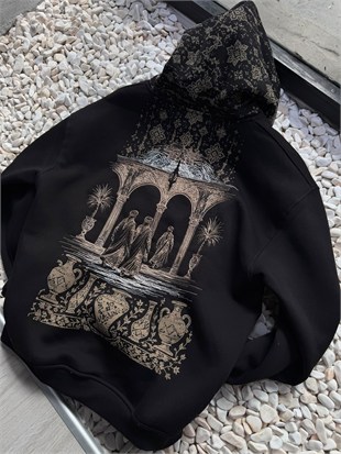 Şardonlu Oversize Nakışlı ve Baskılı Sweatshirt