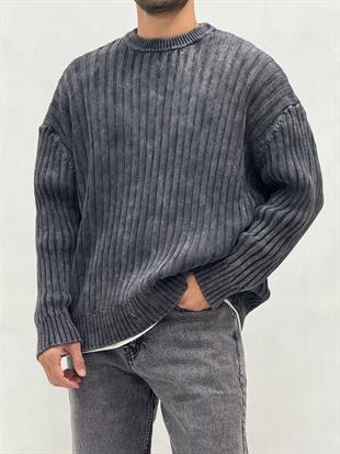 Yıkamalı Oversıze Triko Kazak