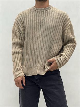 Yıkamalı Oversıze Triko Kazak