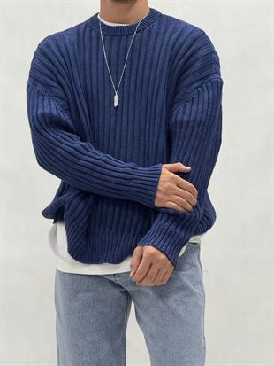 Yıkamalı Oversıze Triko Kazak