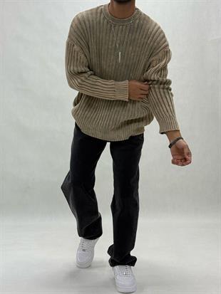 Yıkamalı Oversıze Triko Kazak