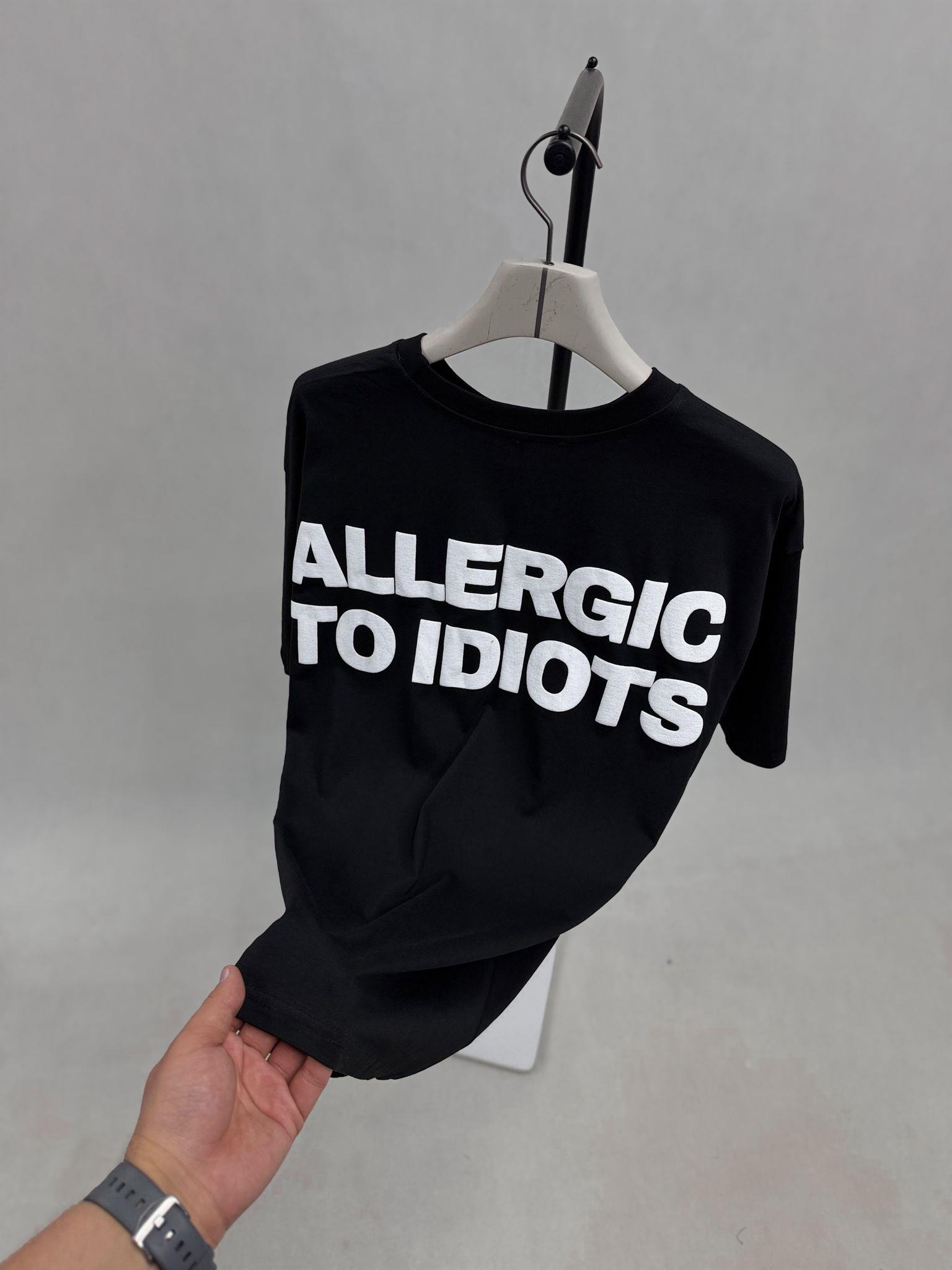 Allergic to İdiots baskılı oversize T-shirt