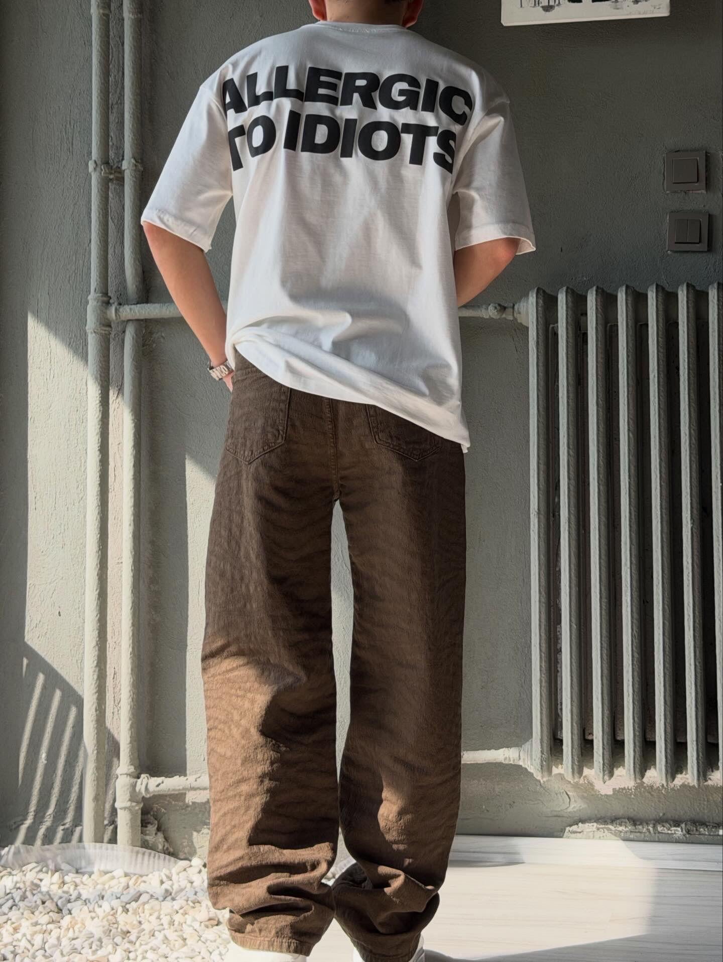 Allergic to İdiots baskılı oversize T-shirt