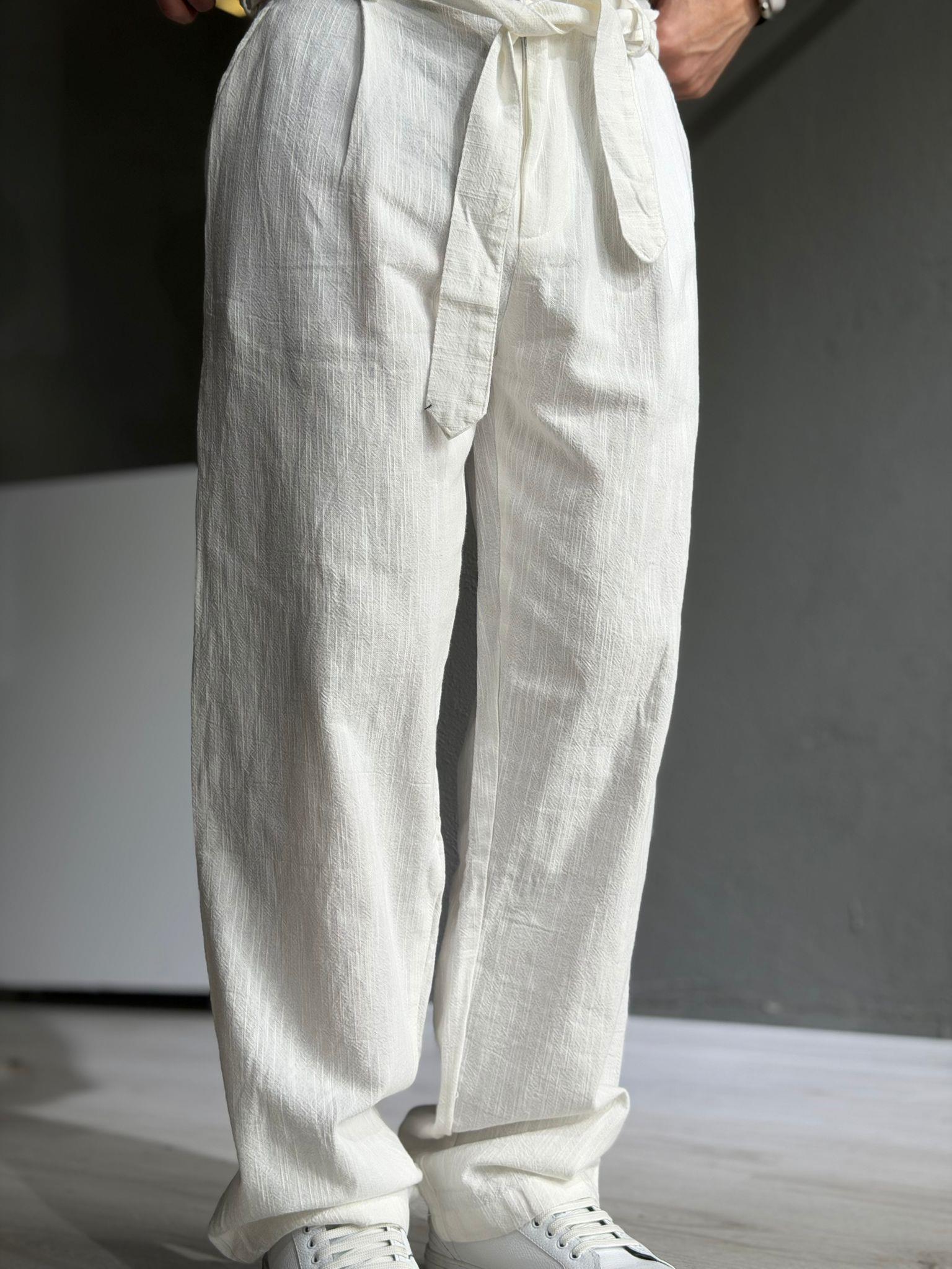 baggy keten pamuk pantalon