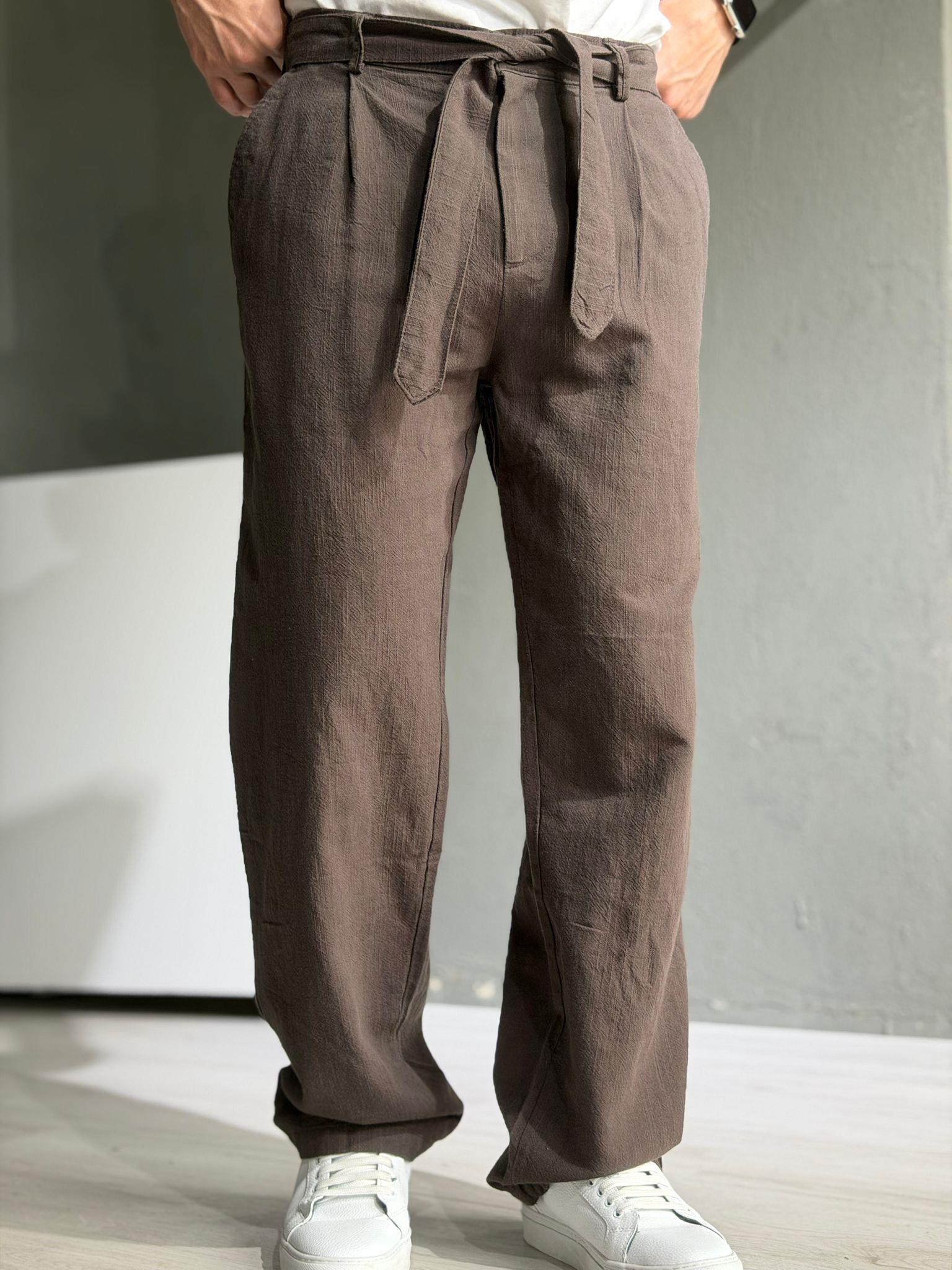 baggy keten pamuk pantalon